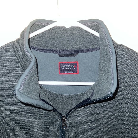 LIKE NEW - UNTUCKit mens army green/grey quarter zip sweatshirt - Picture 2 of 4